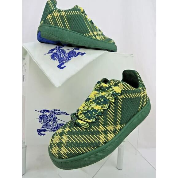 $ 1K NIB BURBERRY BOX GREEN CHECK CANVAS LOGO PLATFORM SNEAKERS 8.5 US 41.5 IT - Picture 2 of 12